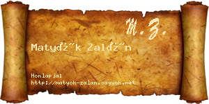 Matyók Zalán névjegykártya
